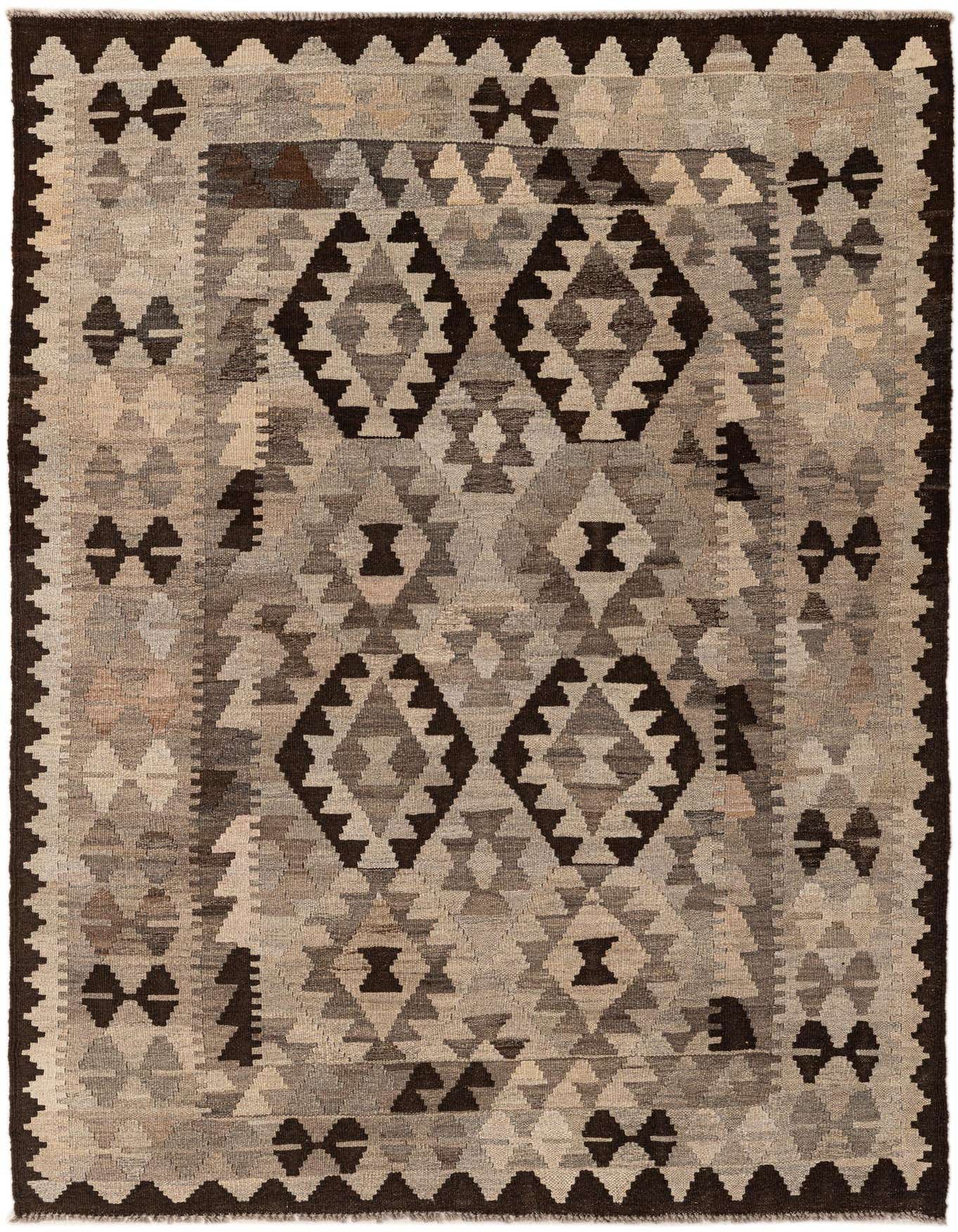 4' 5 x 6' 3 Hand Woven Kilim Maymana Wool Rug
