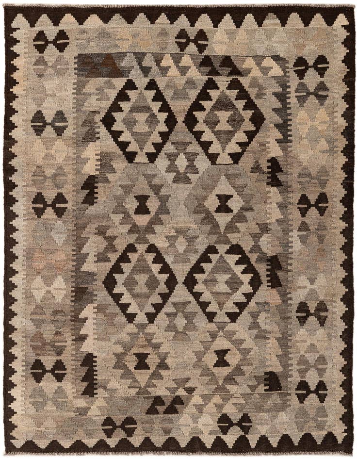 Detail image of 4' 5 x 6' 3 Hand Woven Kilim Maymana Wool Rug