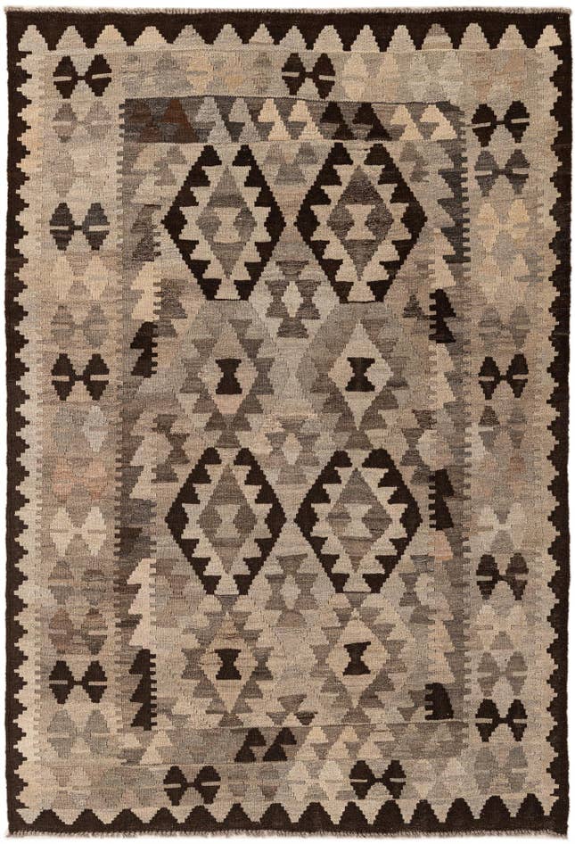 Detail image of 4' 5 x 6' 3 Hand Woven Kilim Maymana Wool Rug