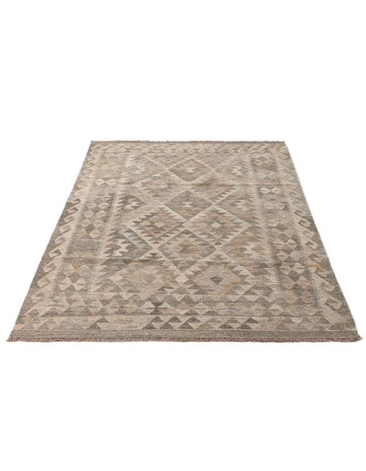 4' 2 x 6' 5 Hand Woven Kilim Maymana Wool Rug
