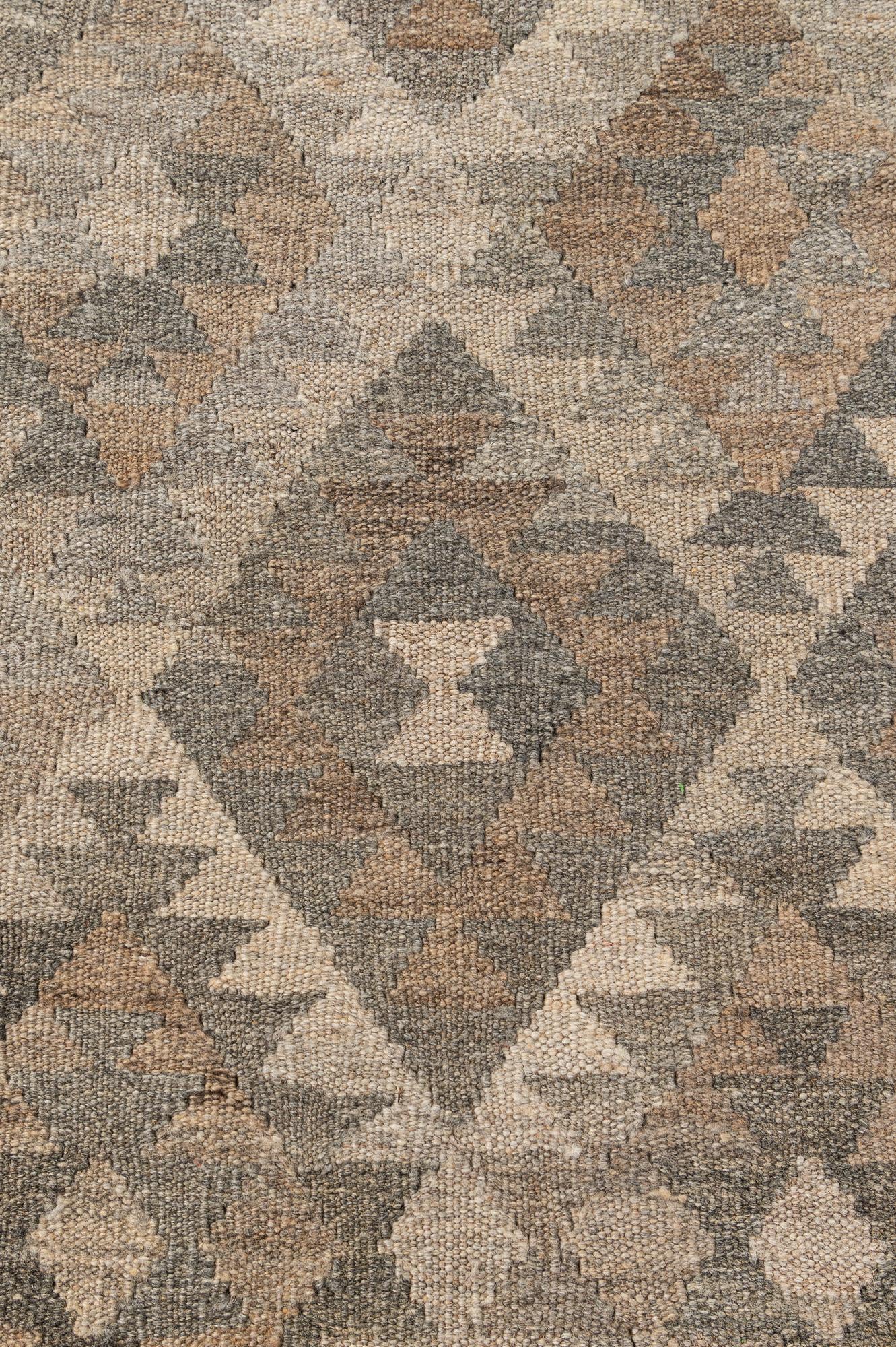 4' 2 x 6' 5 Hand Woven Kilim Maymana Wool Rug