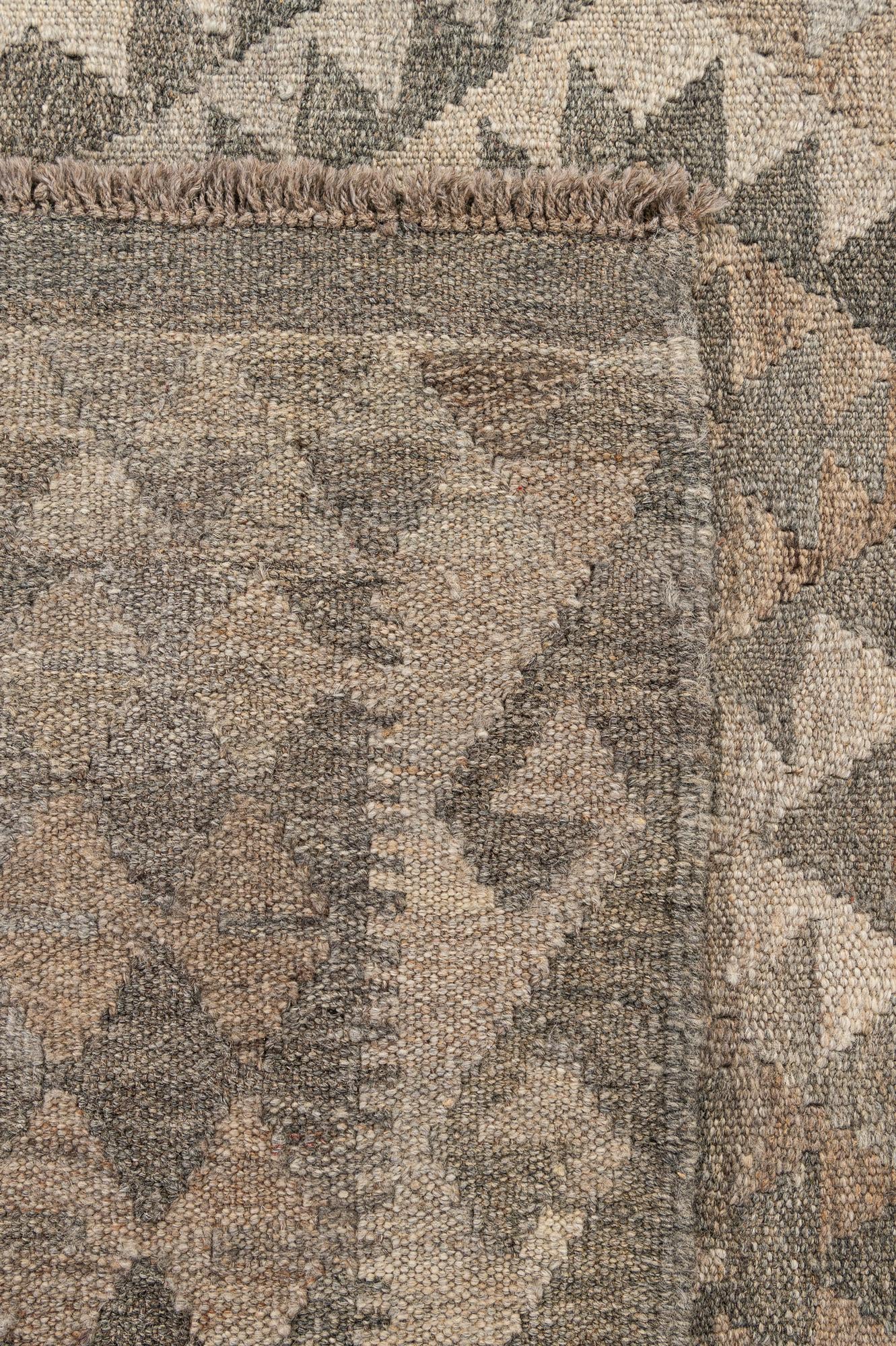 4' 2 x 6' 5 Hand Woven Kilim Maymana Wool Rug
