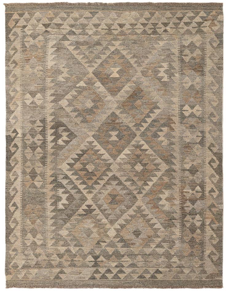 Detail image of 4' 2 x 6' 5 Hand Woven Kilim Maymana Wool Rug