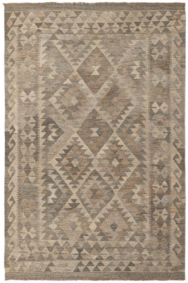 Detail image of 4' 2 x 6' 5 Hand Woven Kilim Maymana Wool Rug