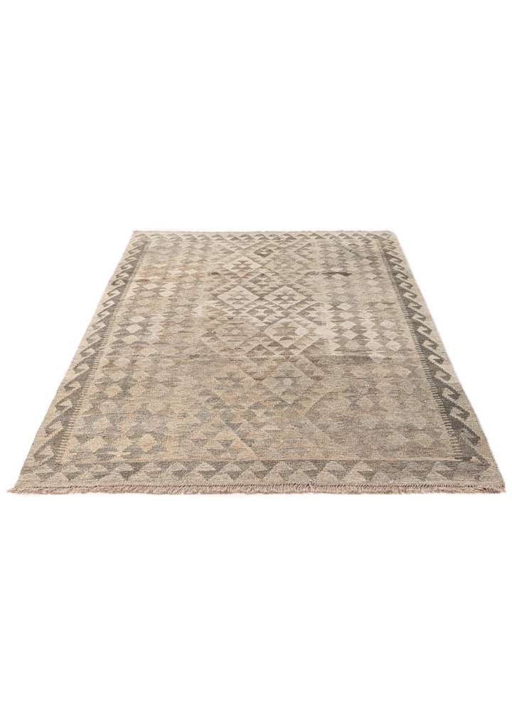 4' 1 x 6' 4 Hand Woven Kilim Maymana Wool Rug