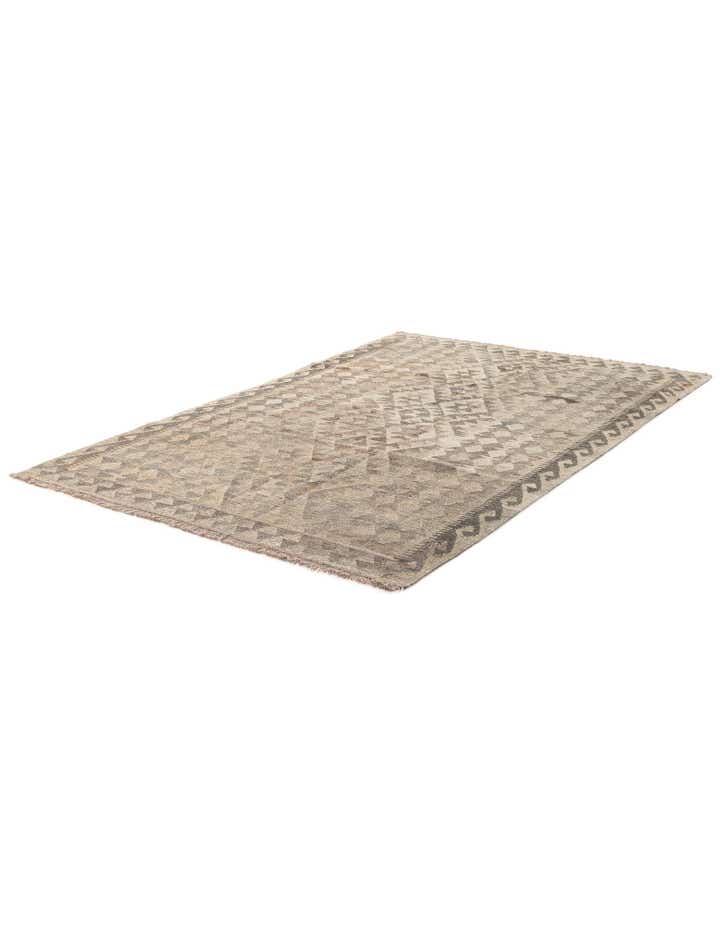 4' 1 x 6' 4 Hand Woven Kilim Maymana Wool Rug