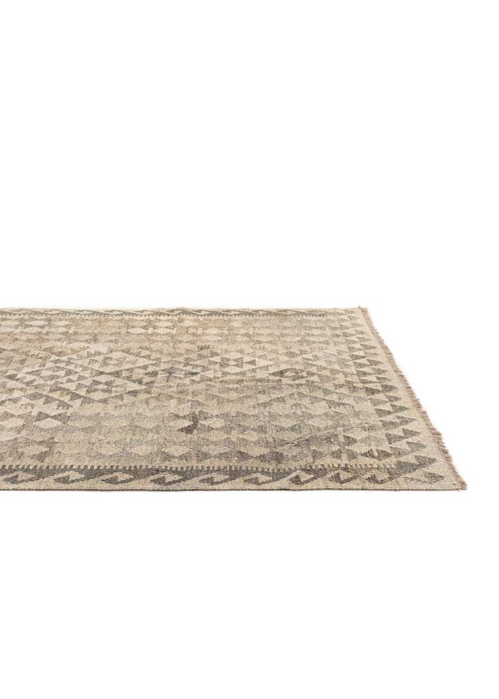 4' 1 x 6' 4 Hand Woven Kilim Maymana Wool Rug