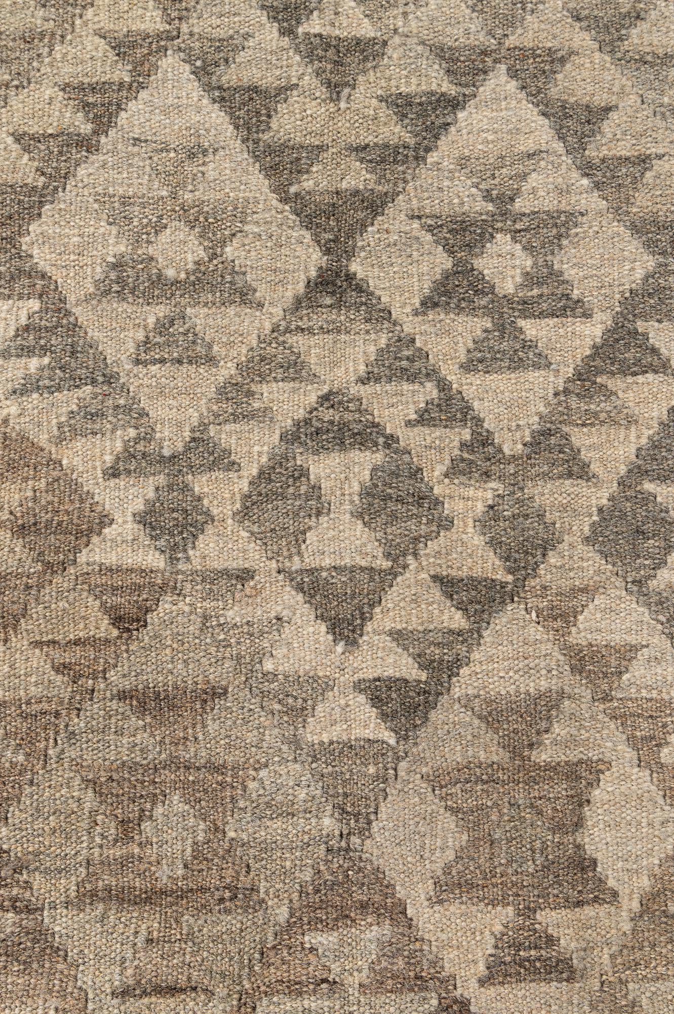 4' 1 x 6' 4 Hand Woven Kilim Maymana Wool Rug