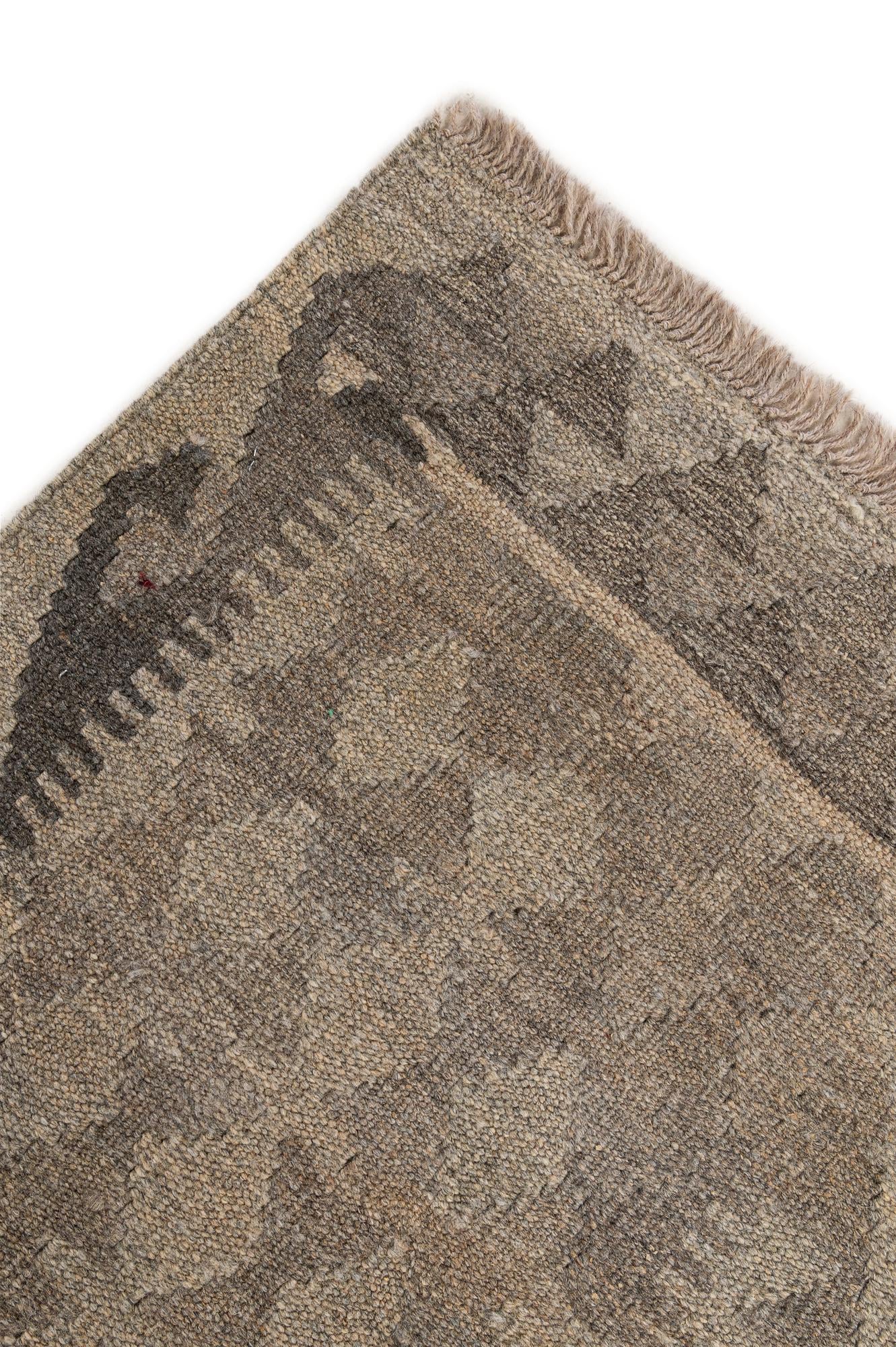 4' 1 x 6' 4 Hand Woven Kilim Maymana Wool Rug