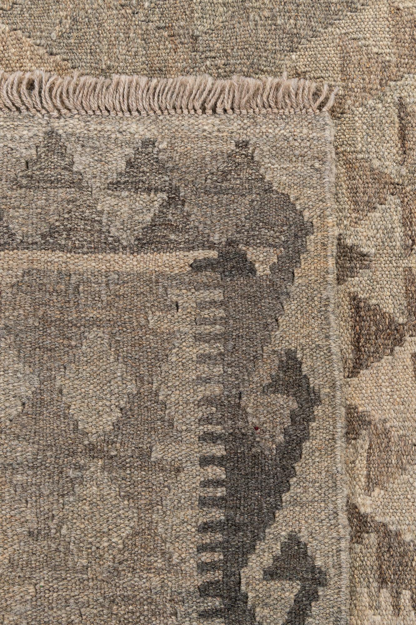 4' 1 x 6' 4 Hand Woven Kilim Maymana Wool Rug
