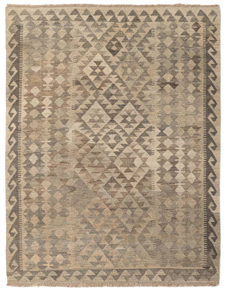 Detail image of 4' 1 x 6' 4 Hand Woven Kilim Maymana Wool Rug