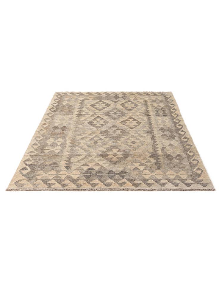 Detail image of 4' 1 x 6' 2 Hand Woven Kilim Maymana Wool Rug