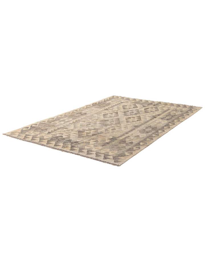 4' 1 x 6' 2 Hand Woven Kilim Maymana Wool Rug