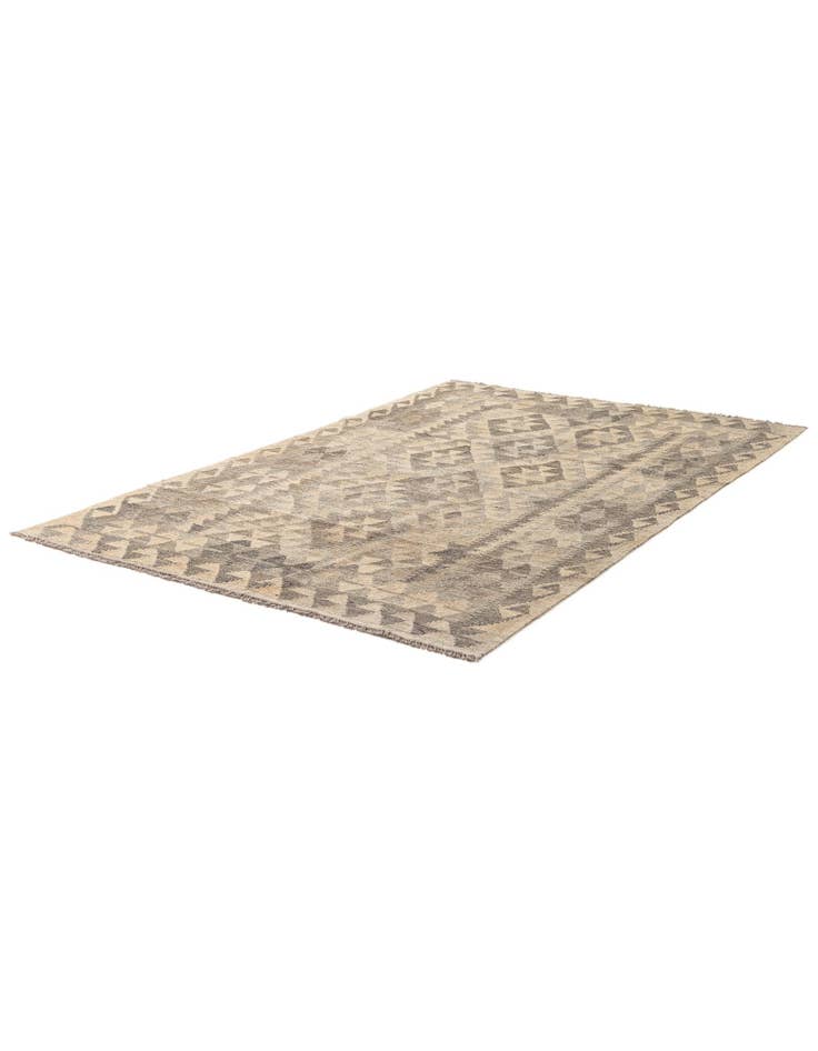 Detail image of 4' 1 x 6' 2 Hand Woven Kilim Maymana Wool Rug