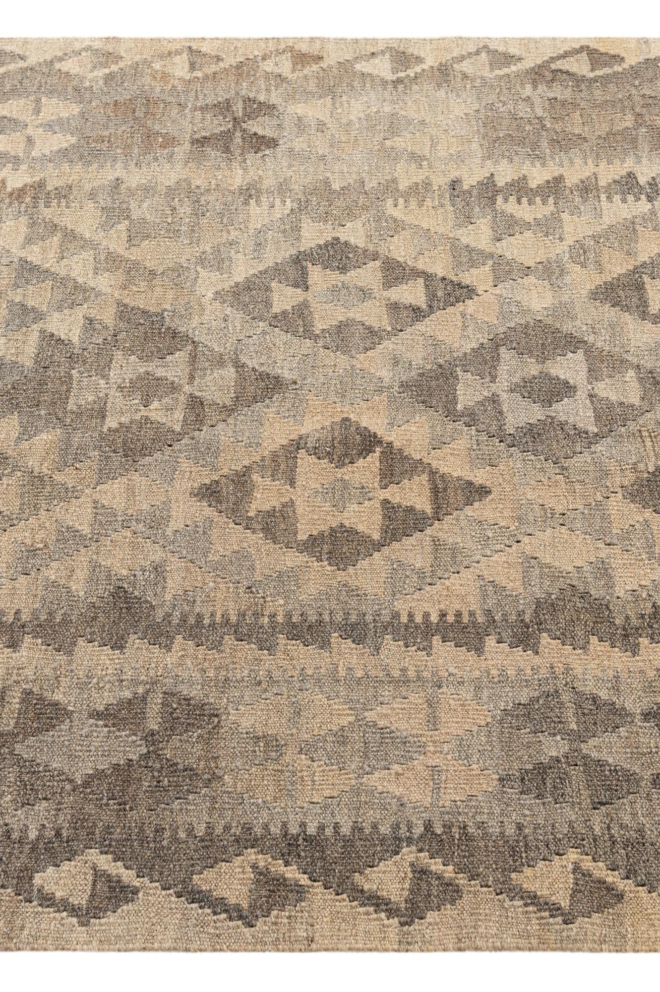 4' 1 x 6' 2 Hand Woven Kilim Maymana Wool Rug