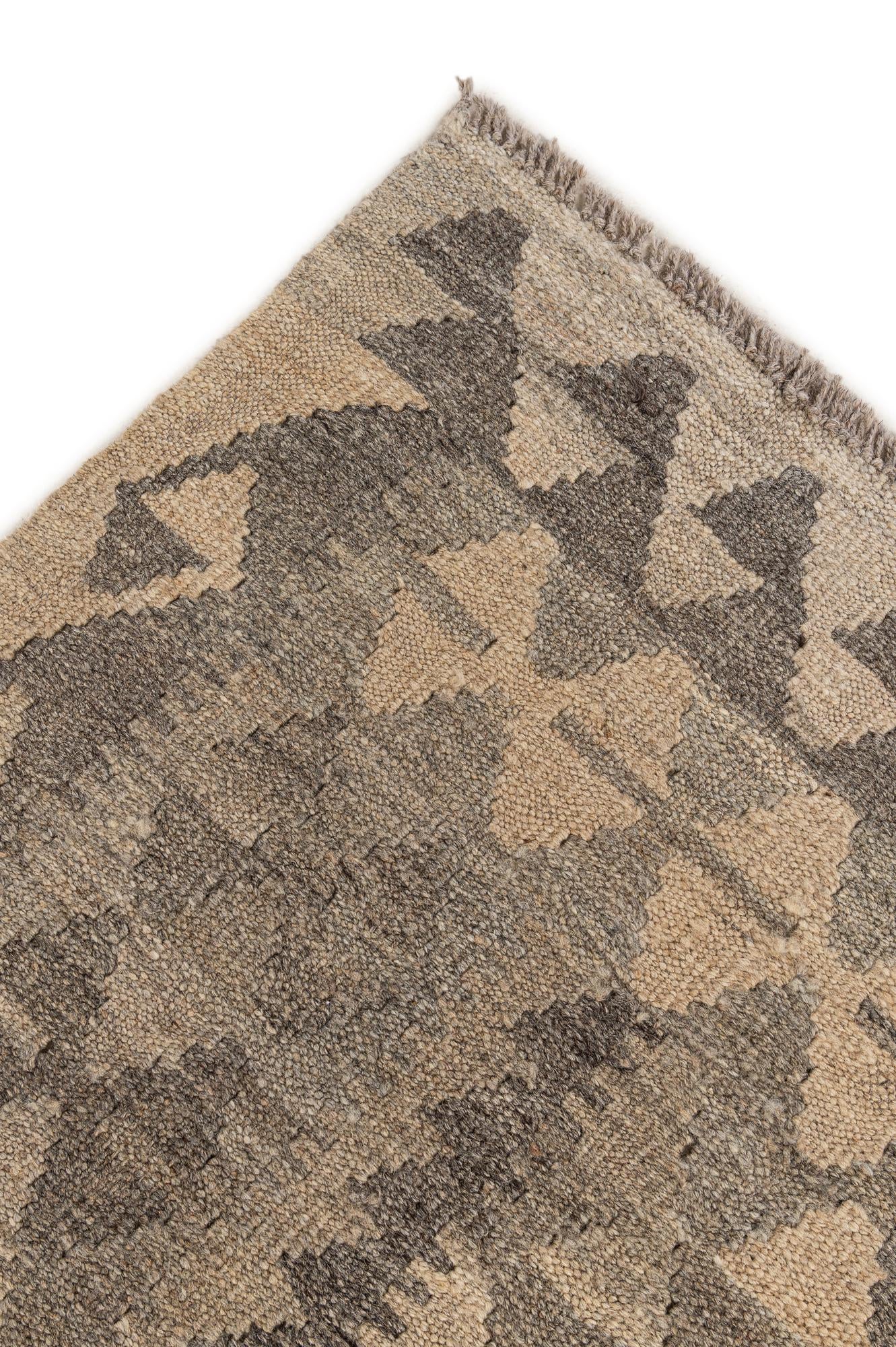 4' 1 x 6' 2 Hand Woven Kilim Maymana Wool Rug