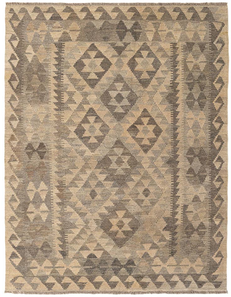 Detail image of 4' 1 x 6' 2 Hand Woven Kilim Maymana Wool Rug