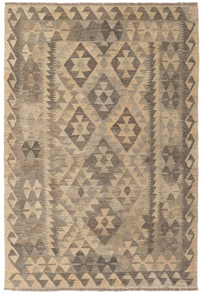 Detail image of 4' 1 x 6' 2 Hand Woven Kilim Maymana Wool Rug