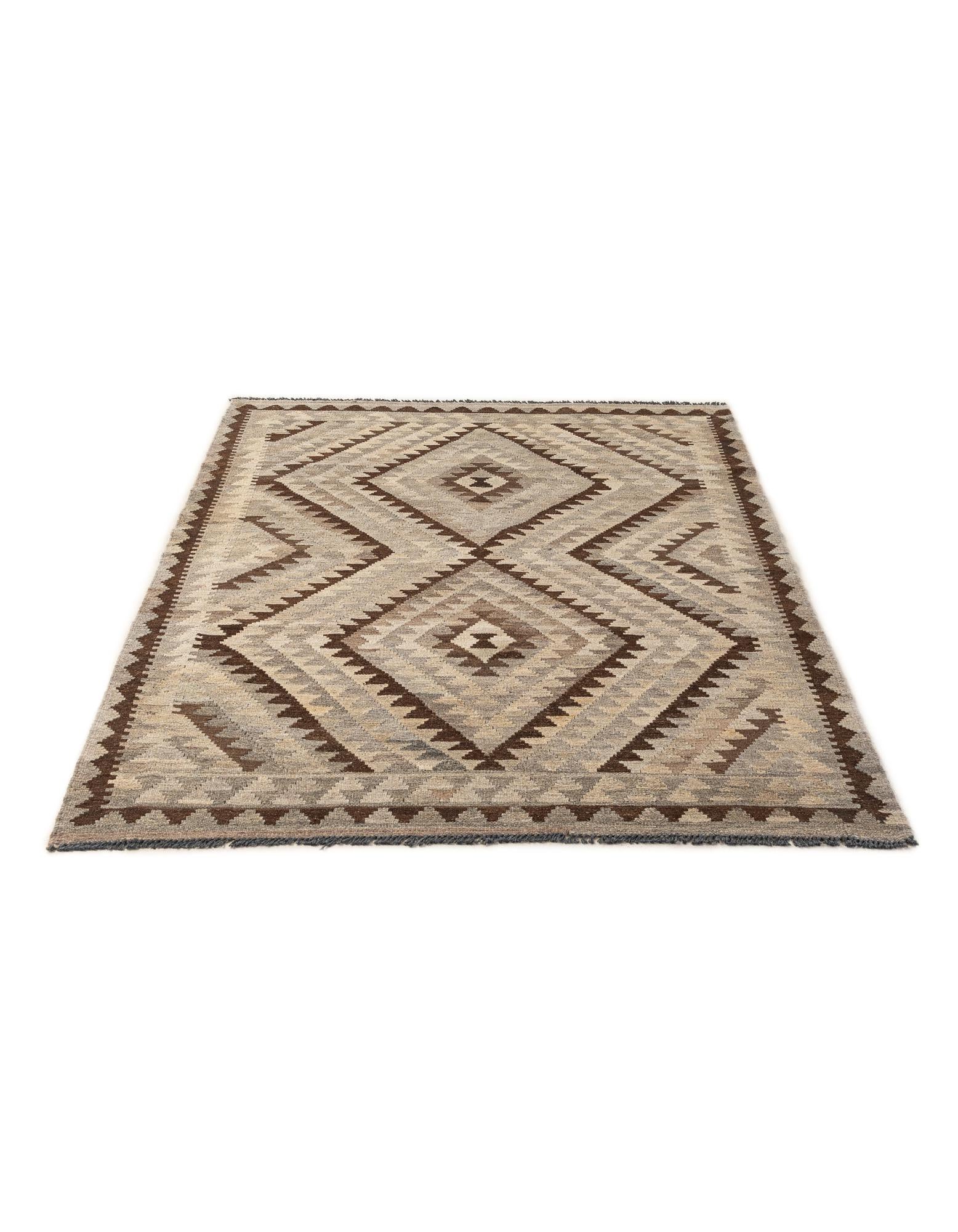 4' 1 x 6' 3 Hand Woven Kilim Maymana Wool Rug