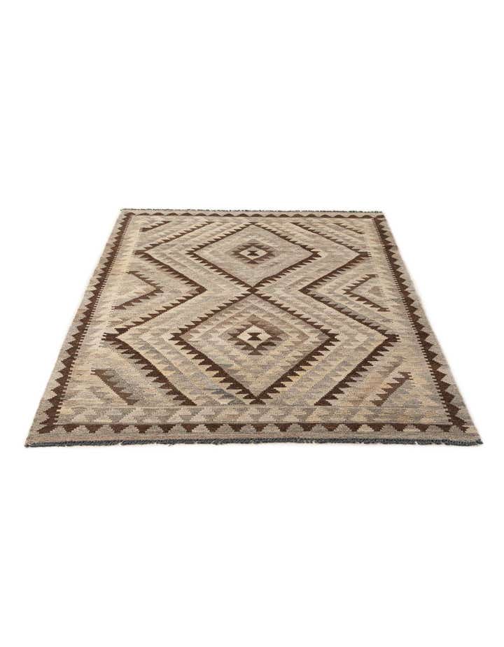 4' 1 x 6' 3 Hand Woven Kilim Maymana Wool Rug