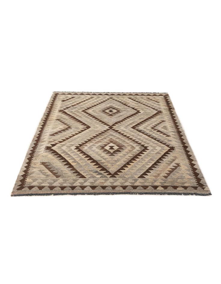 Detail image of 4' 1 x 6' 3 Hand Woven Kilim Maymana Wool Rug