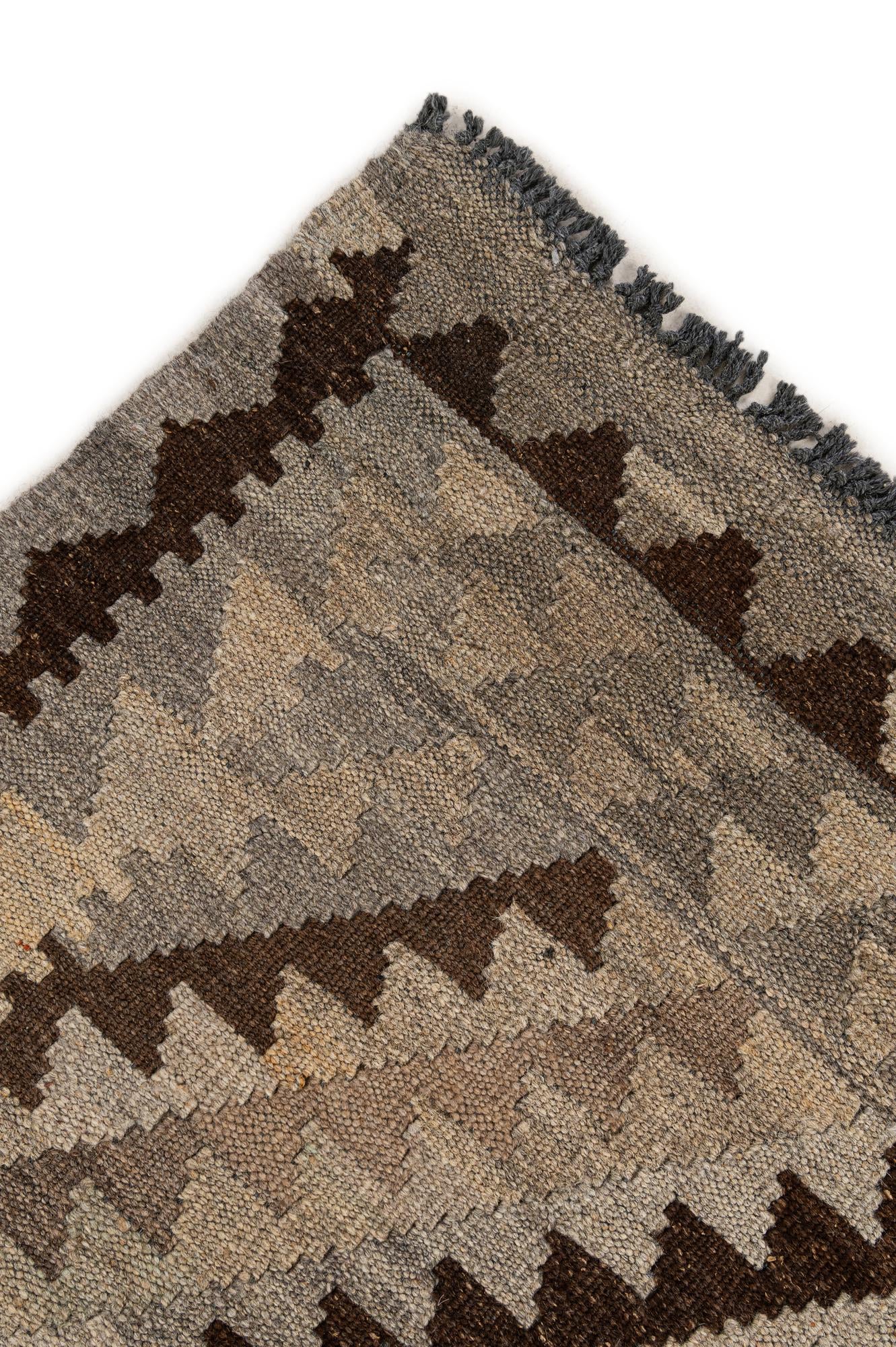 4' 1 x 6' 3 Hand Woven Kilim Maymana Wool Rug