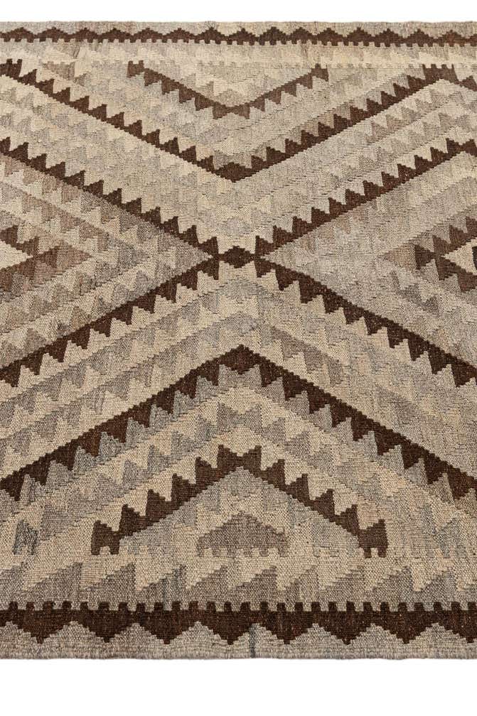 4' 1 x 6' 3 Hand Woven Kilim Maymana Wool Rug