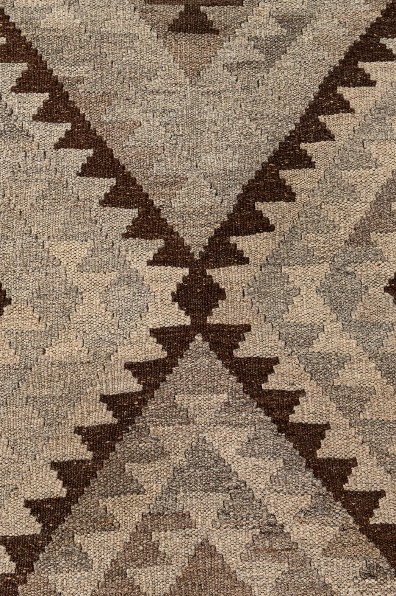 4' 1 x 6' 3 Hand Woven Kilim Maymana Wool Rug
