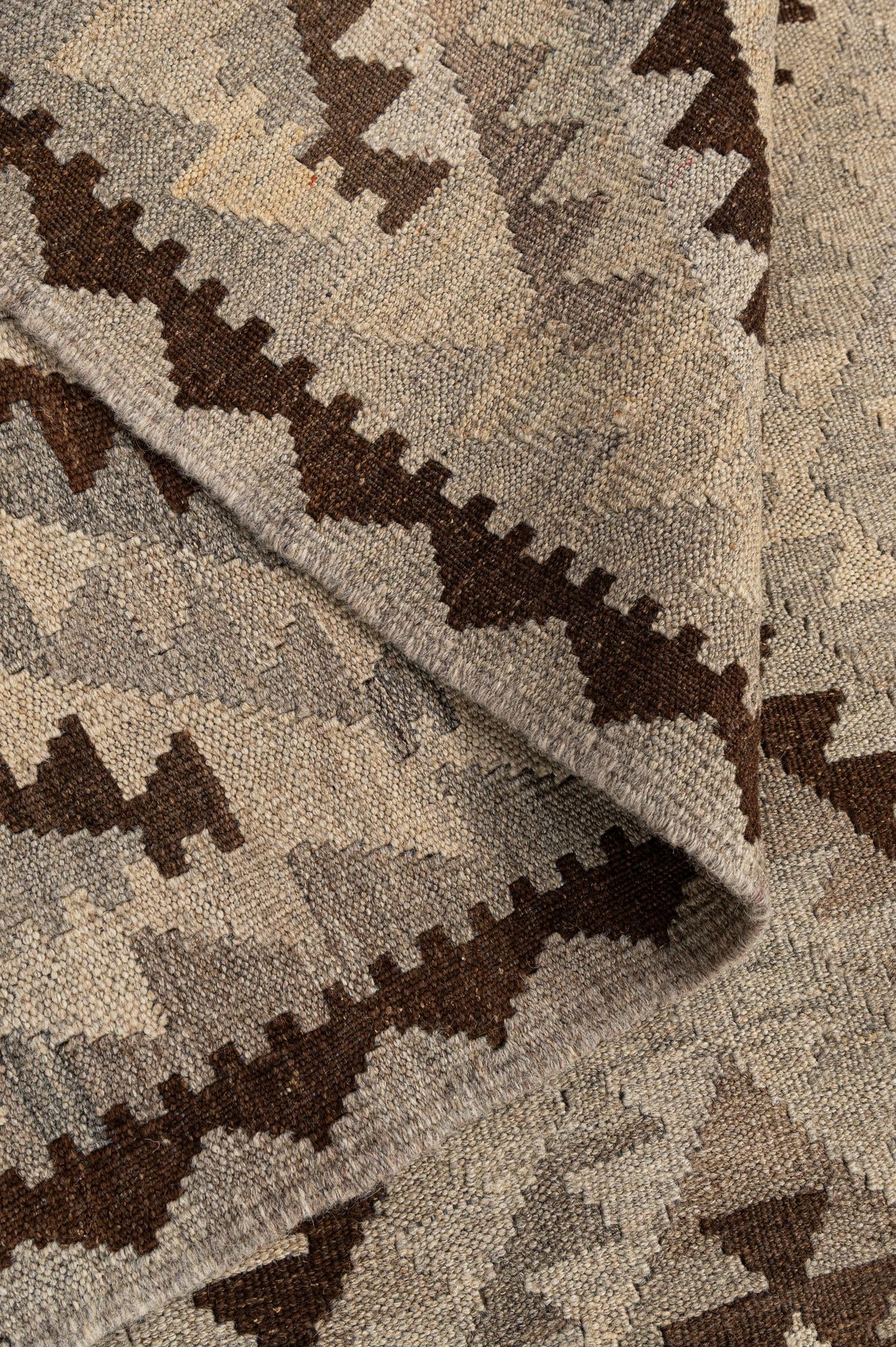 4' 1 x 6' 3 Hand Woven Kilim Maymana Wool Rug