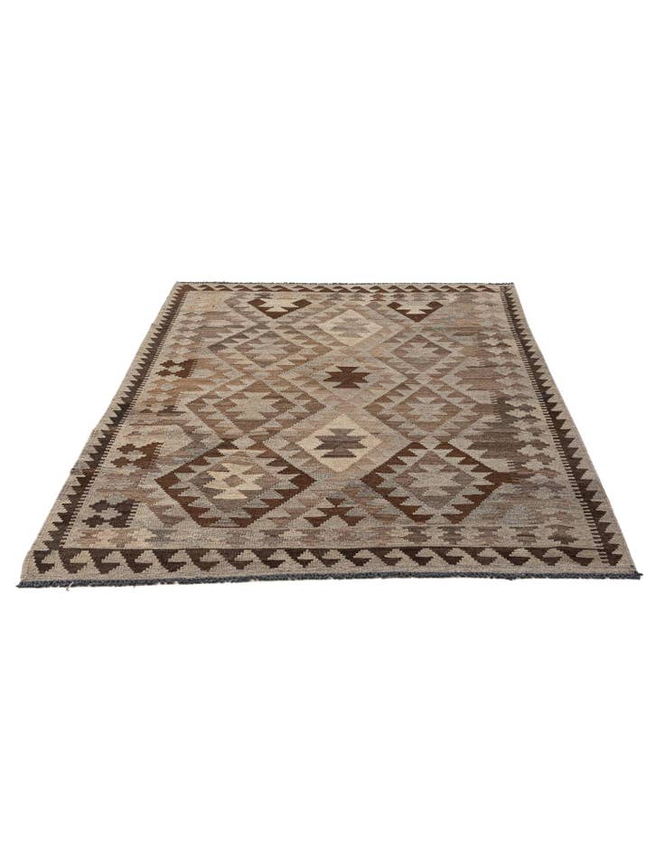 Detail image of 4' 1 x 6' 2 Hand Woven Kilim Maymana Wool Rug