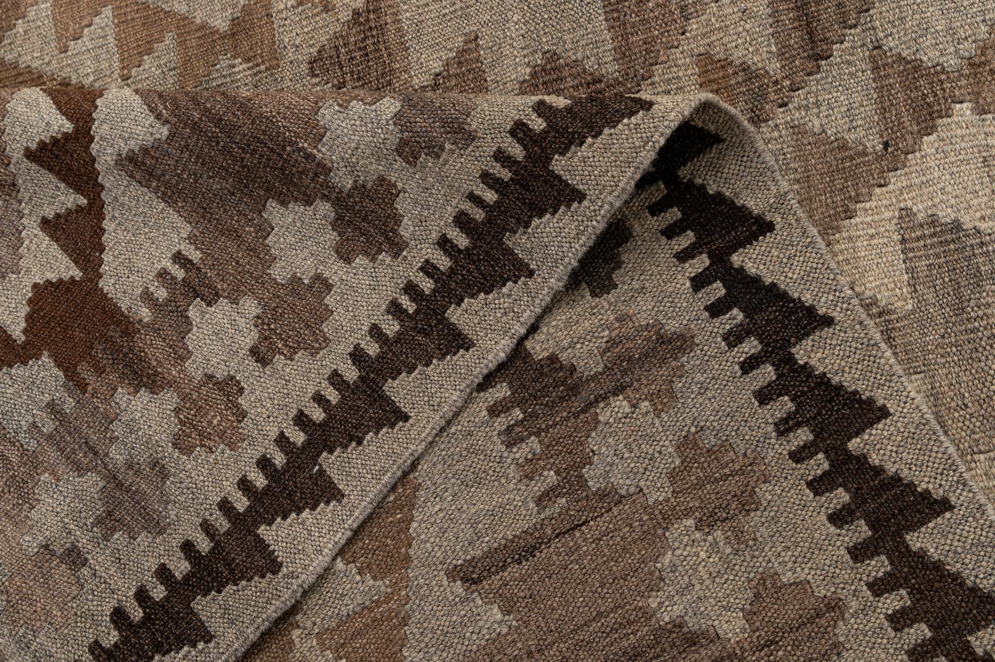 4' 1 x 6' 2 Hand Woven Kilim Maymana Wool Rug