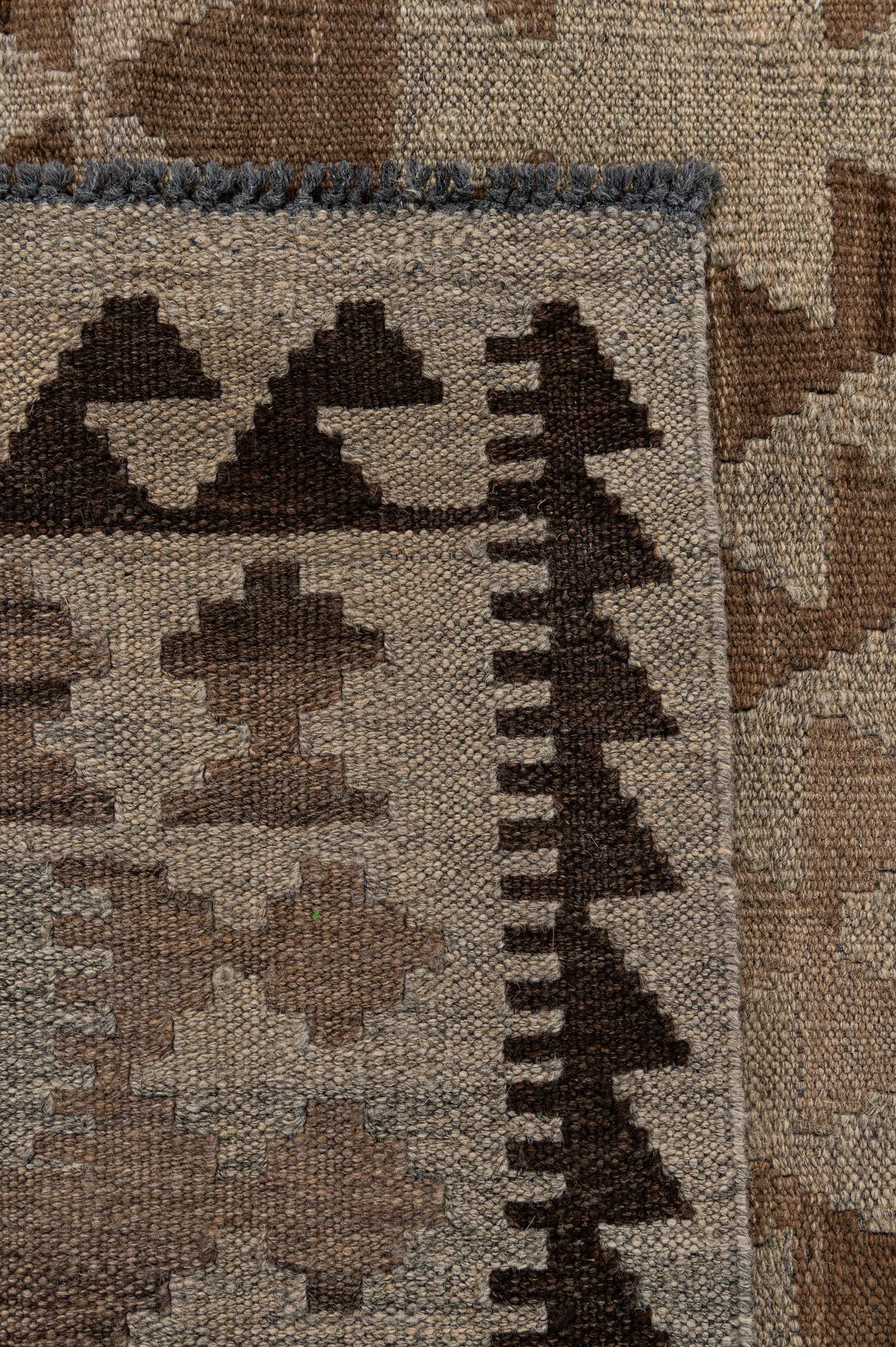 4' 1 x 6' 2 Hand Woven Kilim Maymana Wool Rug