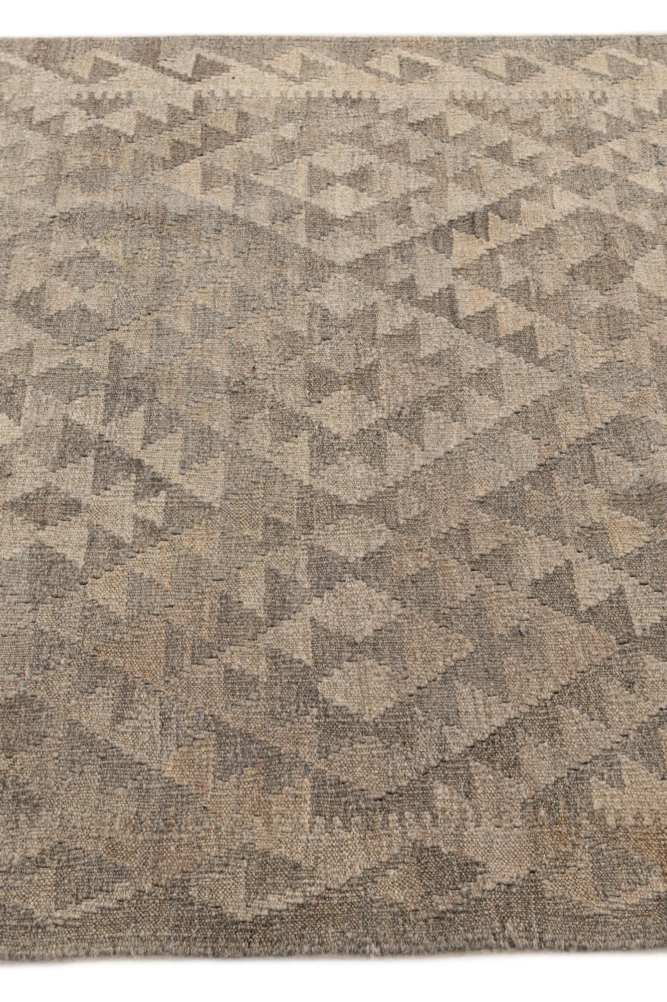 4' 3 x 6' 3 Hand Woven Kilim Maymana Wool Rug