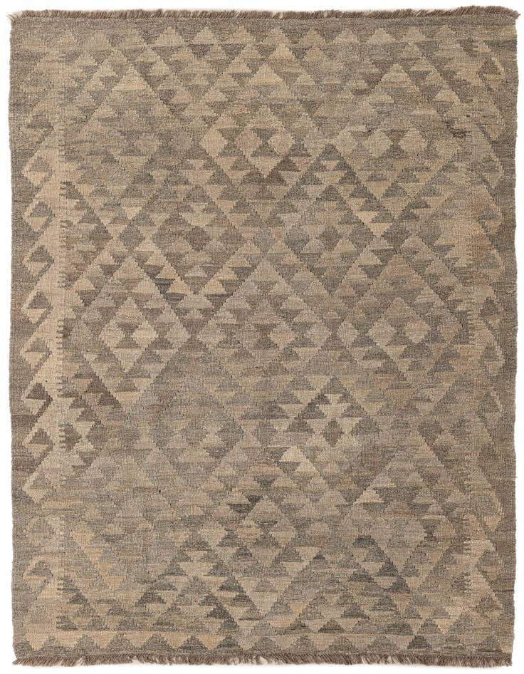 Detail image of 4' 3 x 6' 3 Hand Woven Kilim Maymana Wool Rug