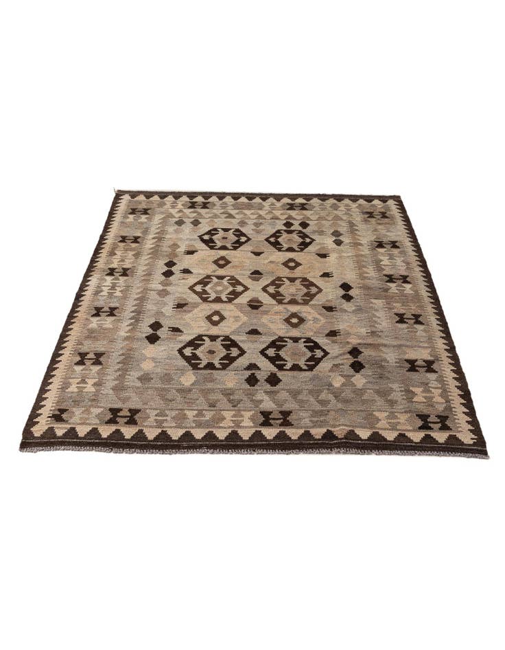 Detail image of 4' 4 x 6' 1 Hand Woven Kilim Maymana Wool Rug