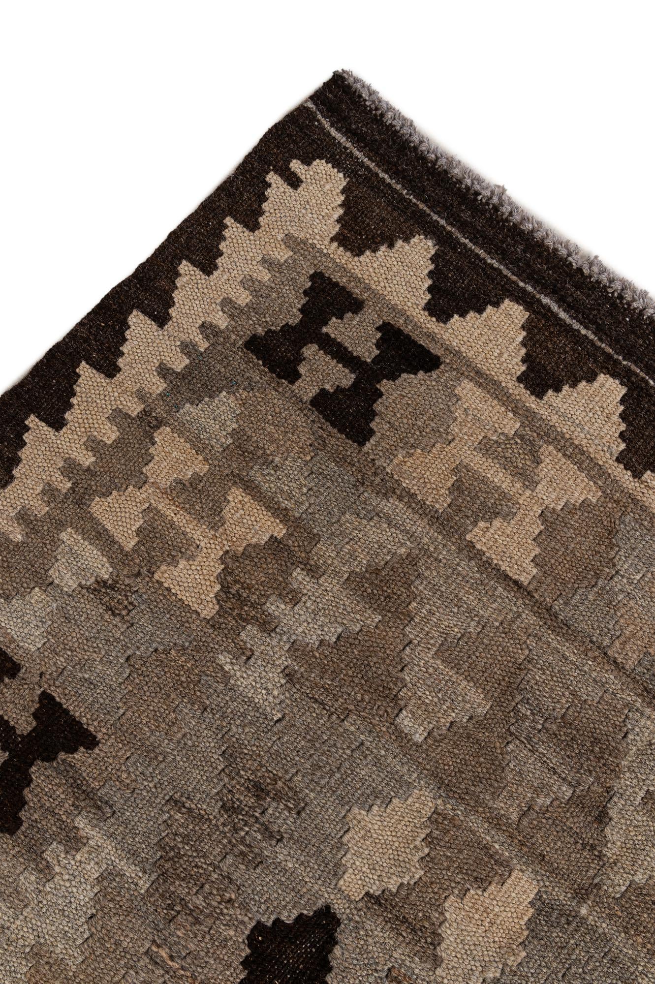 4' 4 x 6' 1 Hand Woven Kilim Maymana Wool Rug