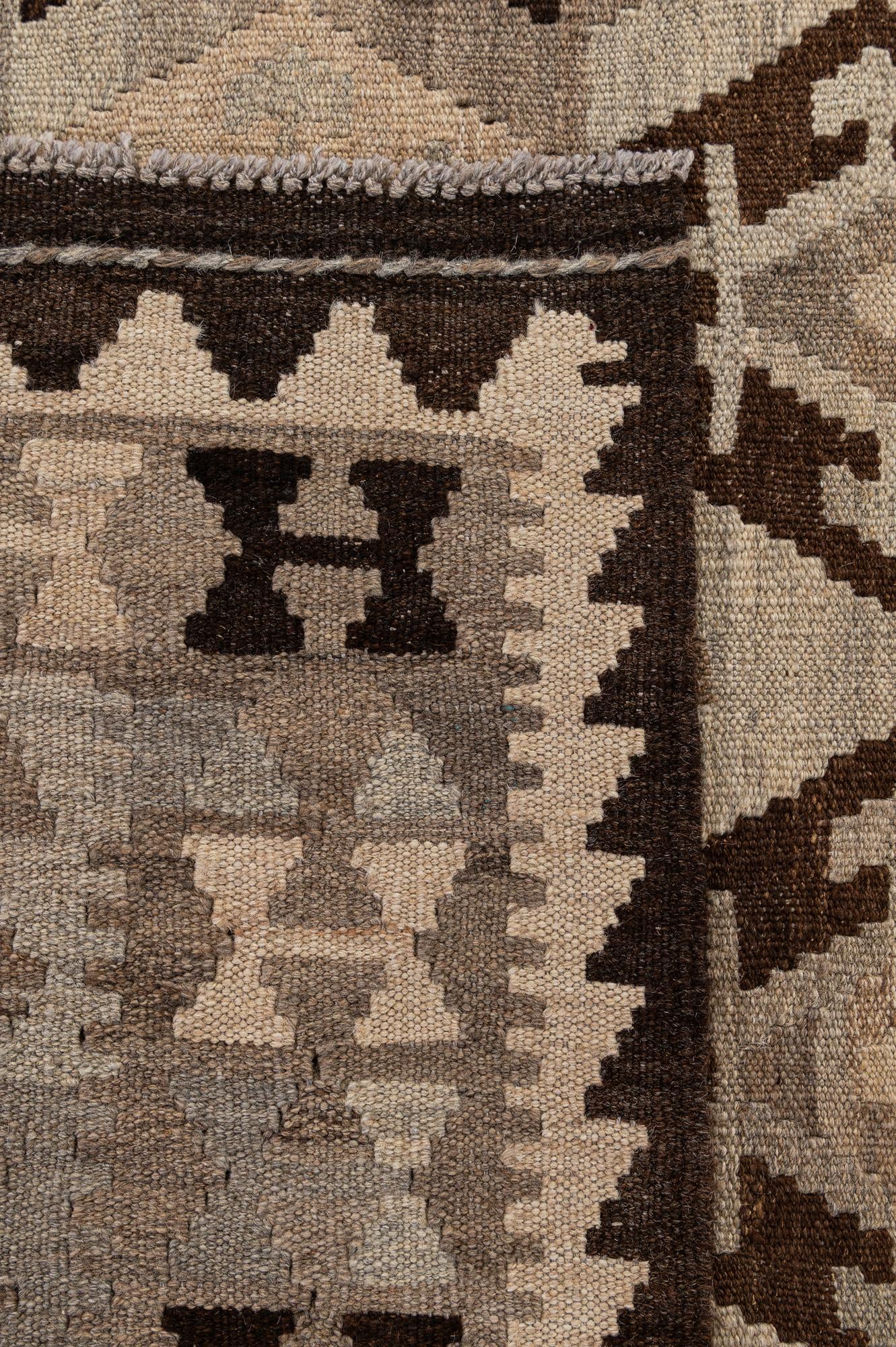 4' 4 x 6' 1 Hand Woven Kilim Maymana Wool Rug