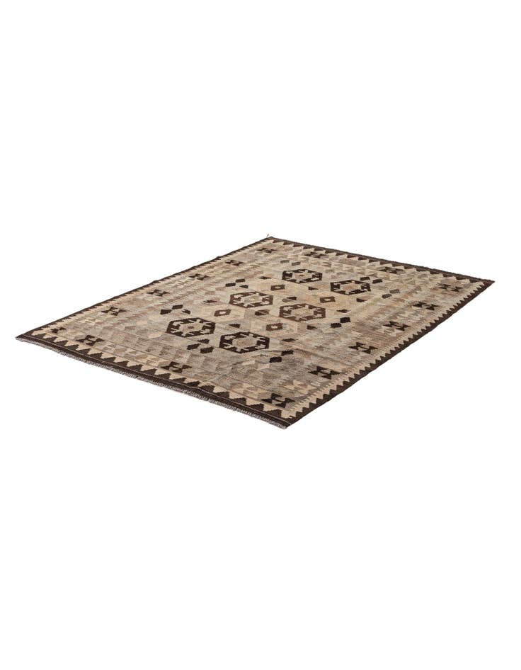 Detail image of 4' 4 x 6' 1 Hand Woven Kilim Maymana Wool Rug