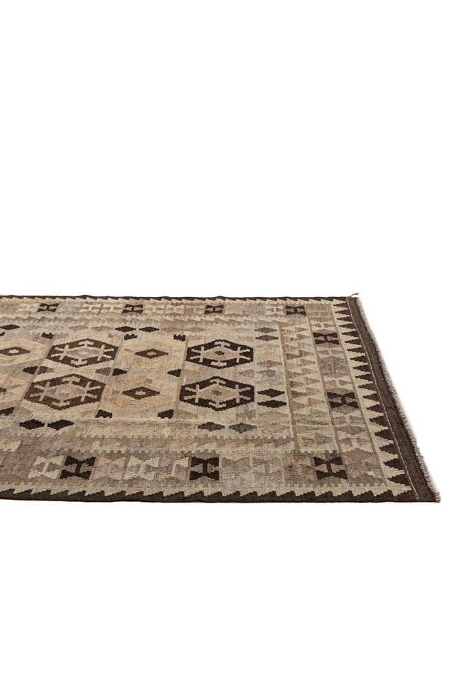4' 4 x 6' 1 Hand Woven Kilim Maymana Wool Rug