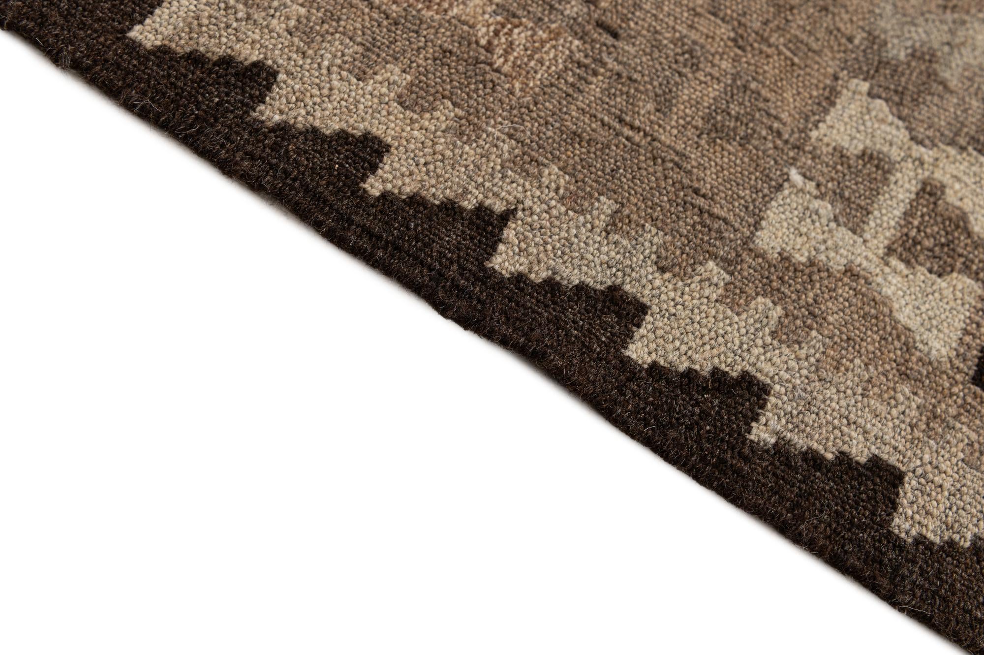 4' 4 x 6' 1 Hand Woven Kilim Maymana Wool Rug