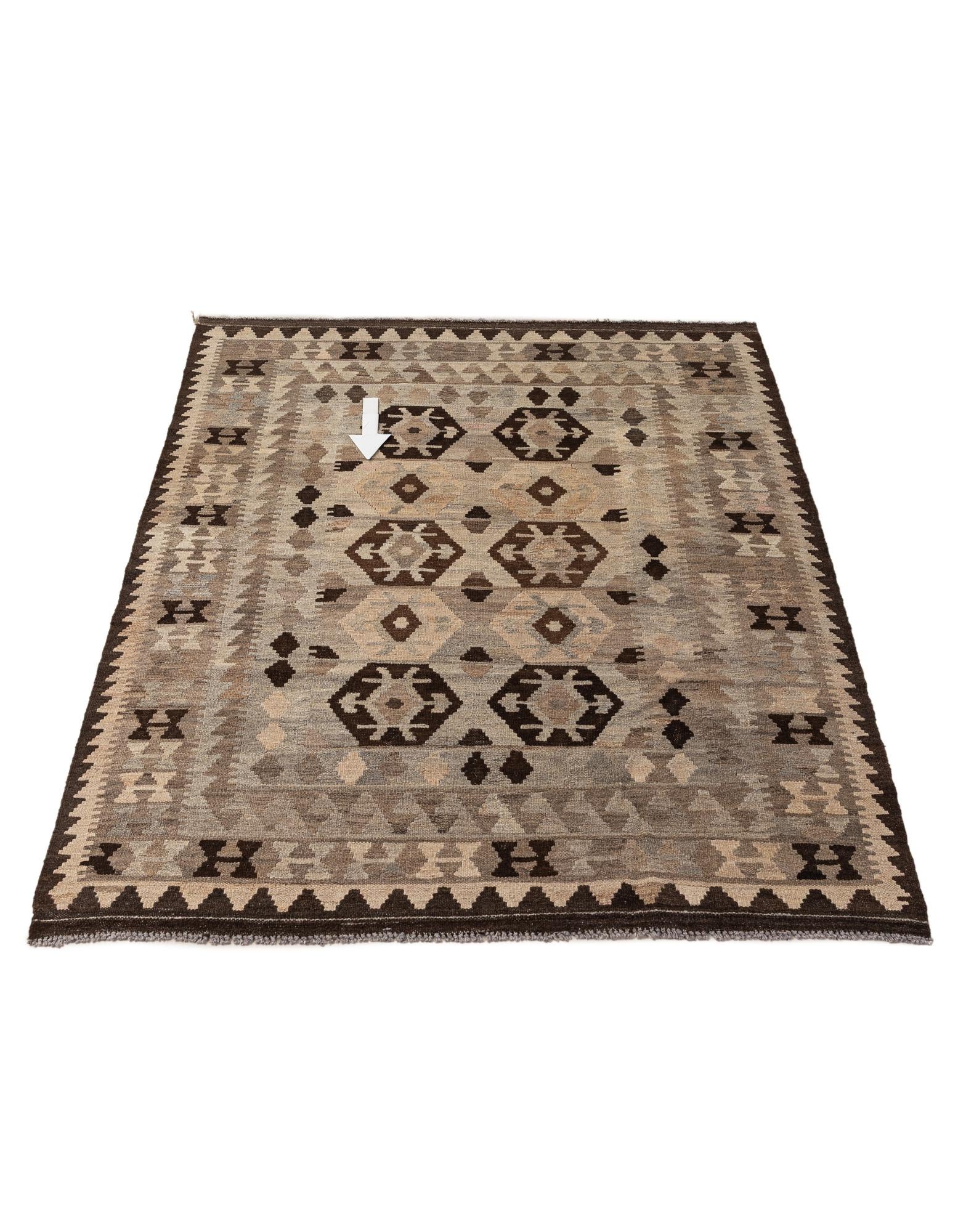 4' 4 x 6' 1 Hand Woven Kilim Maymana Wool Rug