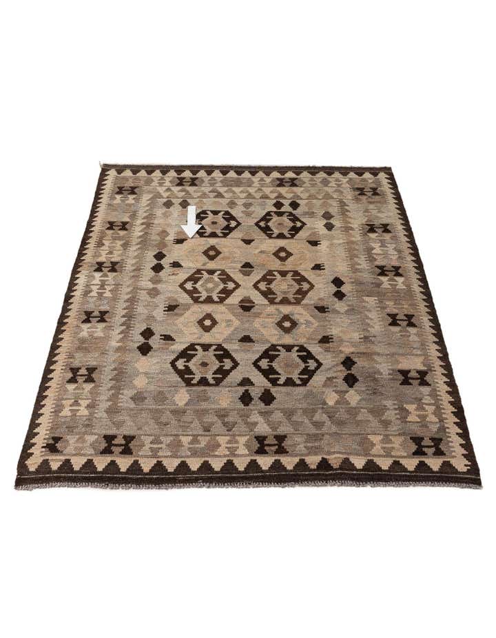 4' 4 x 6' 1 Hand Woven Kilim Maymana Wool Rug