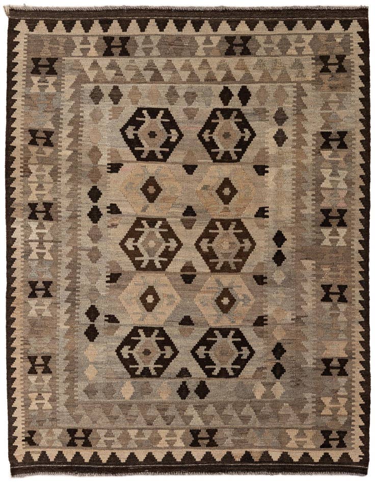 Detail image of 4' 4 x 6' 1 Hand Woven Kilim Maymana Wool Rug
