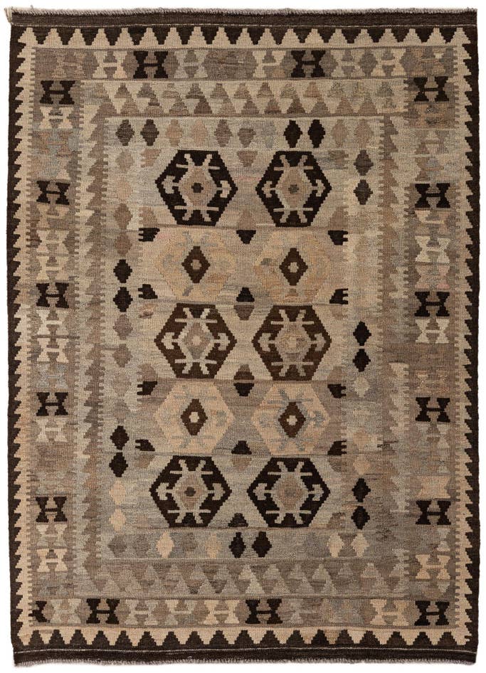 Detail image of 4' 4 x 6' 1 Hand Woven Kilim Maymana Wool Rug