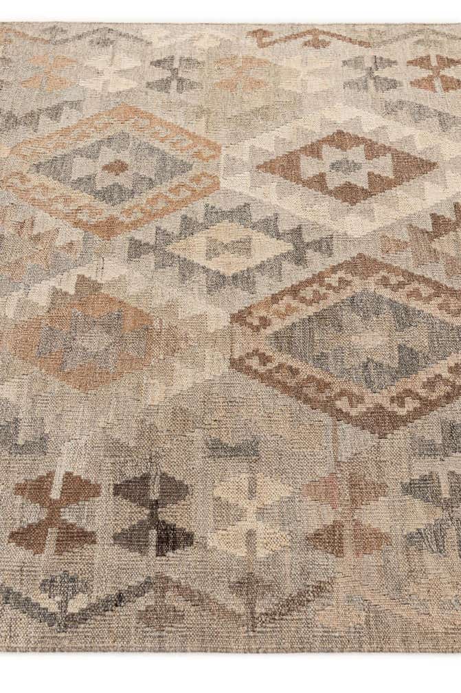 4' 3 x 6' 8 Hand Woven Kilim Maymana Wool Rug