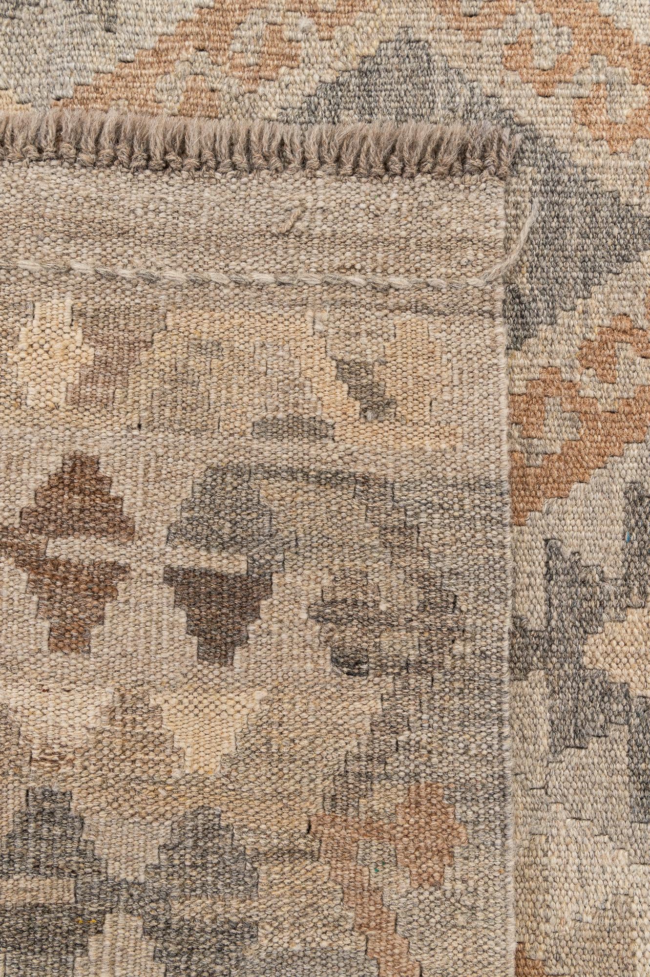 4' 3 x 6' 8 Hand Woven Kilim Maymana Wool Rug