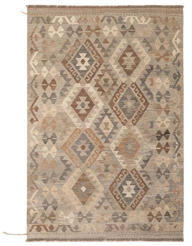 Detail image of 4' 3 x 6' 8 Hand Woven Kilim Maymana Wool Rug