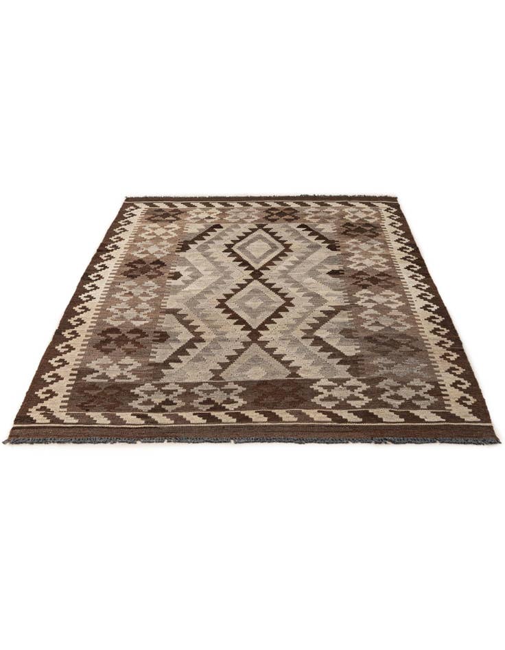 Detail image of 4' 4 x 6' 6  Hand Woven Kilim Maymana Wool Rug