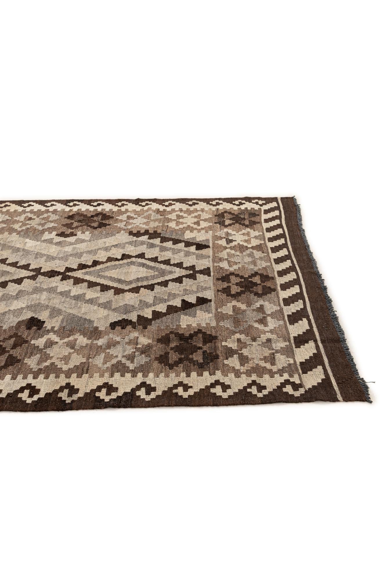 4' 4 x 6' 6 Hand Woven Kilim Maymana Wool Rug