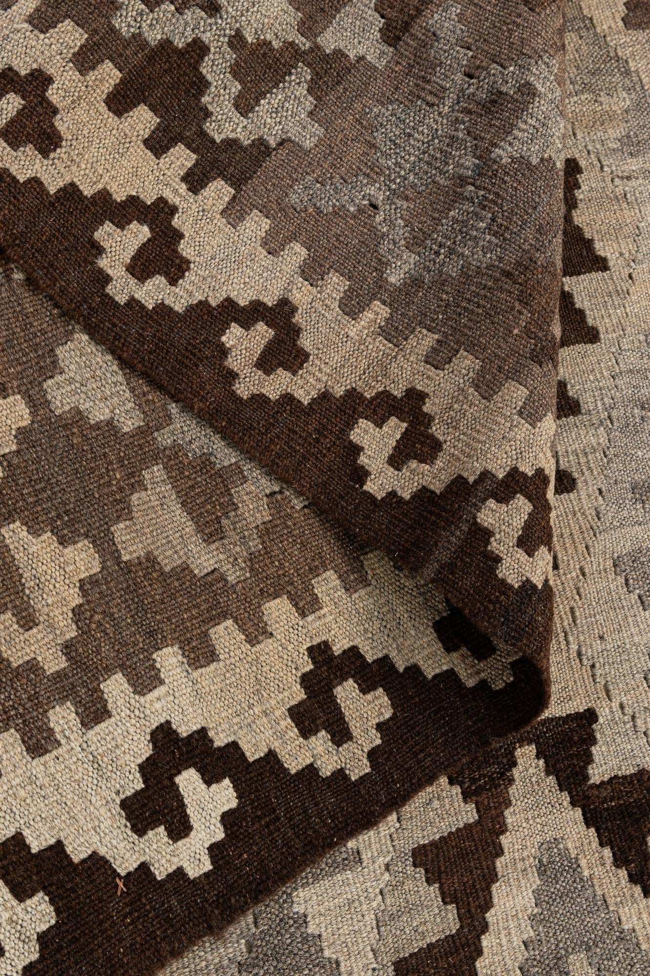 4' 4 x 6' 6 Hand Woven Kilim Maymana Wool Rug